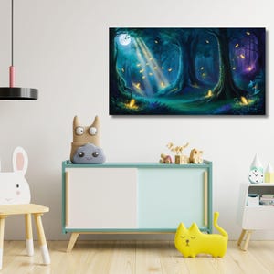 Enchanted Forest Canvas Wall Art, Mystical Wall Art, Nature Painting, Magical Wall Art, Twilight Canvas, Dreamy Landscape Mystical Night,
