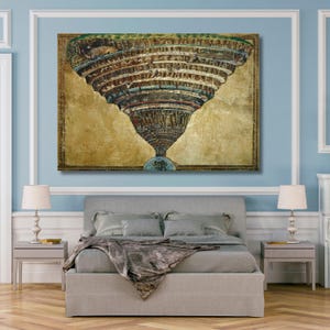 Sandro Botticelli La mappa dell'Inferno Dante La Divina Commedia (1485) Canvas Gallery Mostra Poster/Stampa artistica da parete, Decorazione per la casa su tela CANVAS