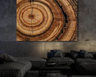 Tree Ring Canvas Art: Abstract Wood Print, Minimalist Decor
