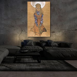 Egon Schiele Canvas Wall Art Sitzendes Mädchen wall Art decor, Egon Schiele wall decor Art Reproduction Art Battle Schiele Painting art