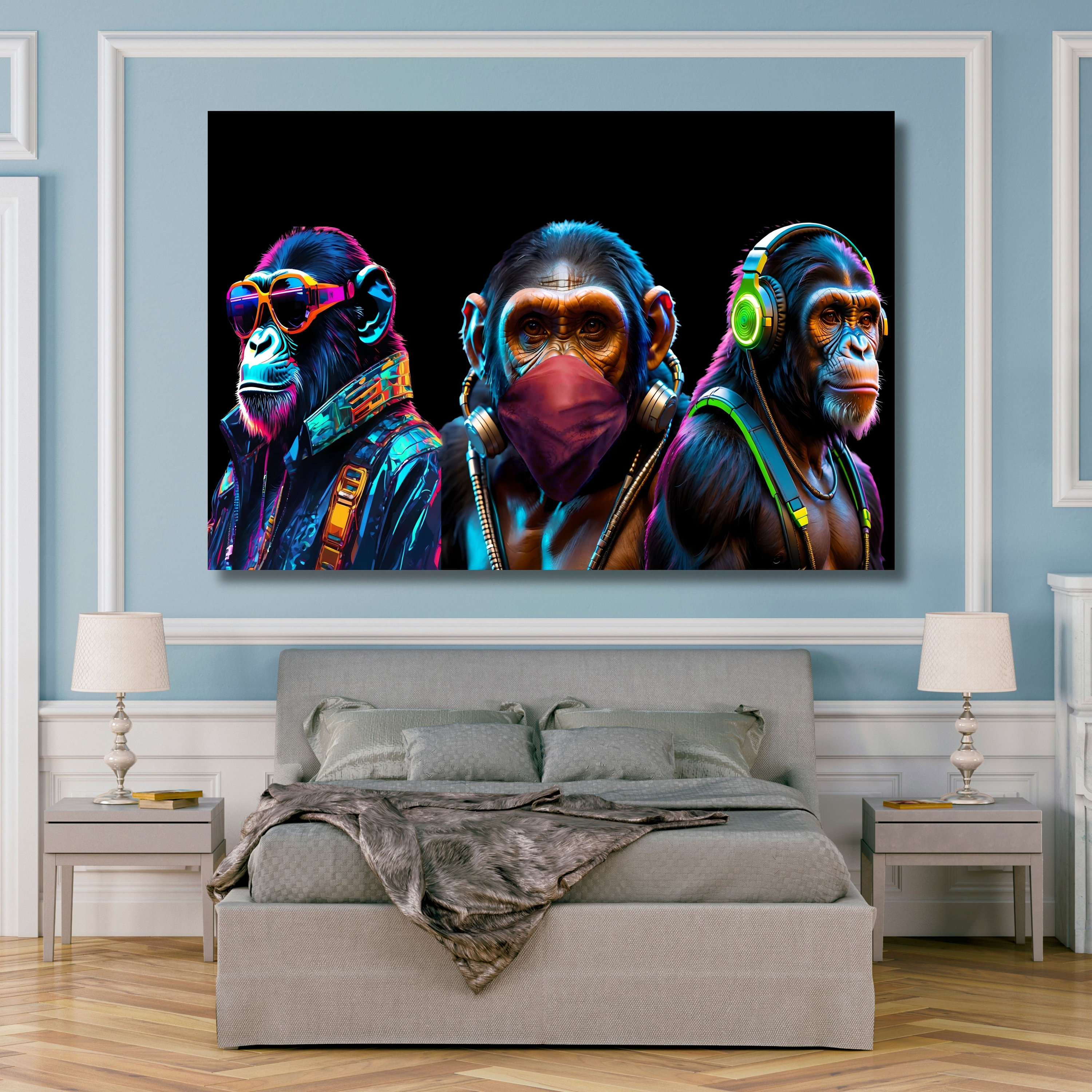 Three Wise Monkeys Canvas Art: Modern Living Room Wall Decor - Etsy