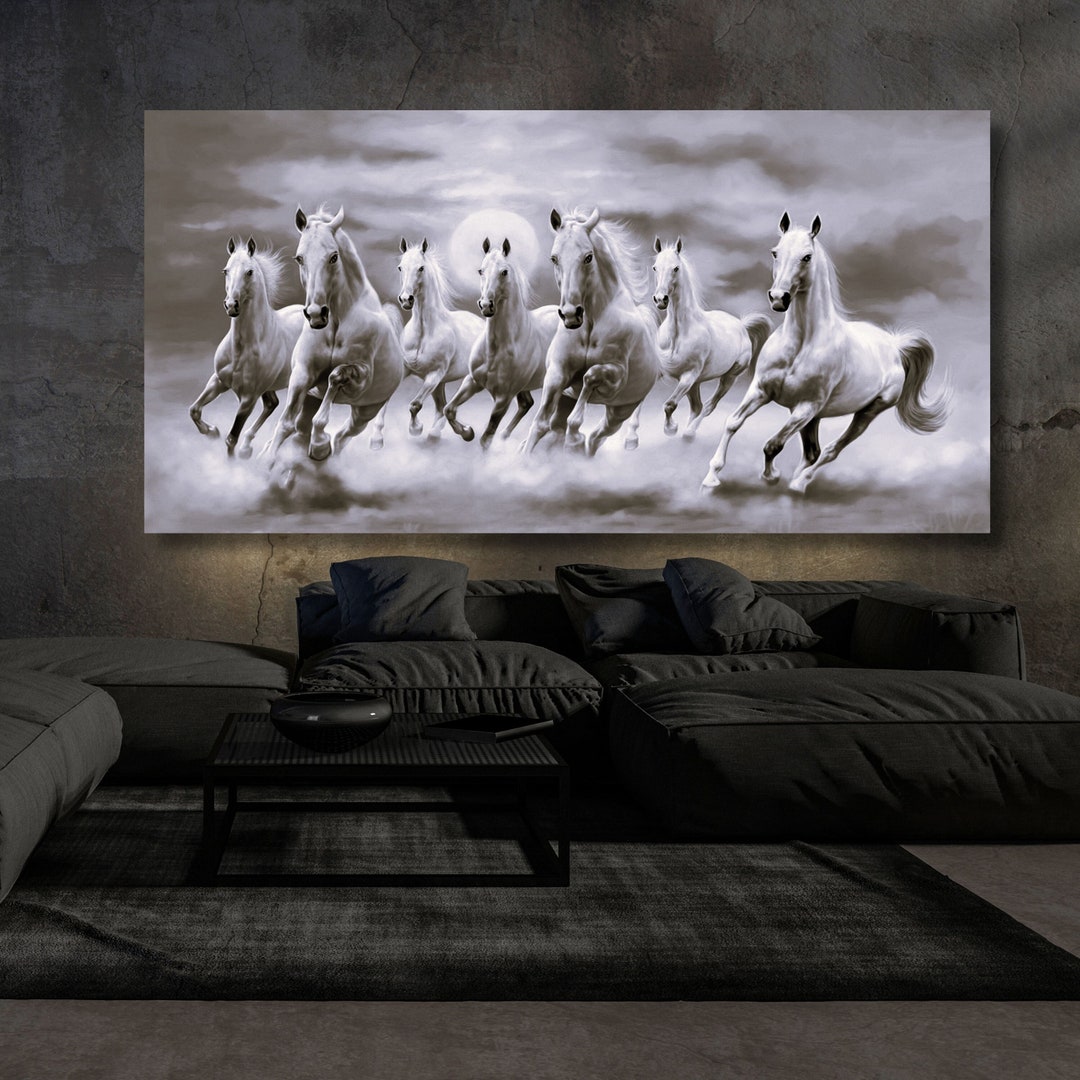 White Horses Canvas Wall Art: Extra Large Framed Horses Print - Etsy
