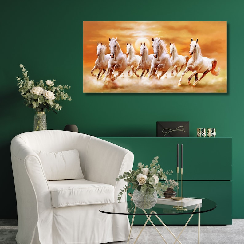 Seven White Horses Canvas Wall Art: Extra Large Framed Horses Print - Etsy