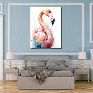 Flamingo watercolor painting print Canvas Wall Art Flamingo Painting Flamingo Wall Art Ready To Hang Flamingo Art Pink Flamingo Wall Decor