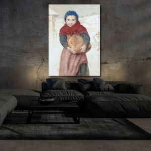 Albert Anker Girl and Bread Canvas Wall Art Ready To Hang Albert Anker art, ready to hang Girl decor, Girl and Bread , room decor canvas art