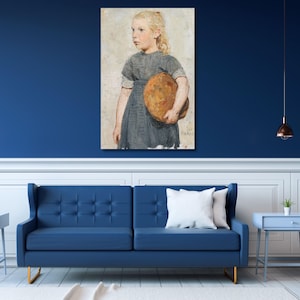 Albert Anker Girl and Bread Canvas Wall Art Ready To Hang Albert Anker art, ready to hang Girl decor, Girl and Bread , room decor canvas art