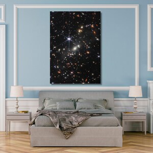 Webb's First Deep Field Canvas Wall Art,NASA James Webb Poster Space Telescope Images, Carina Nebula, Nasa Canvas Wall Art Print gift art