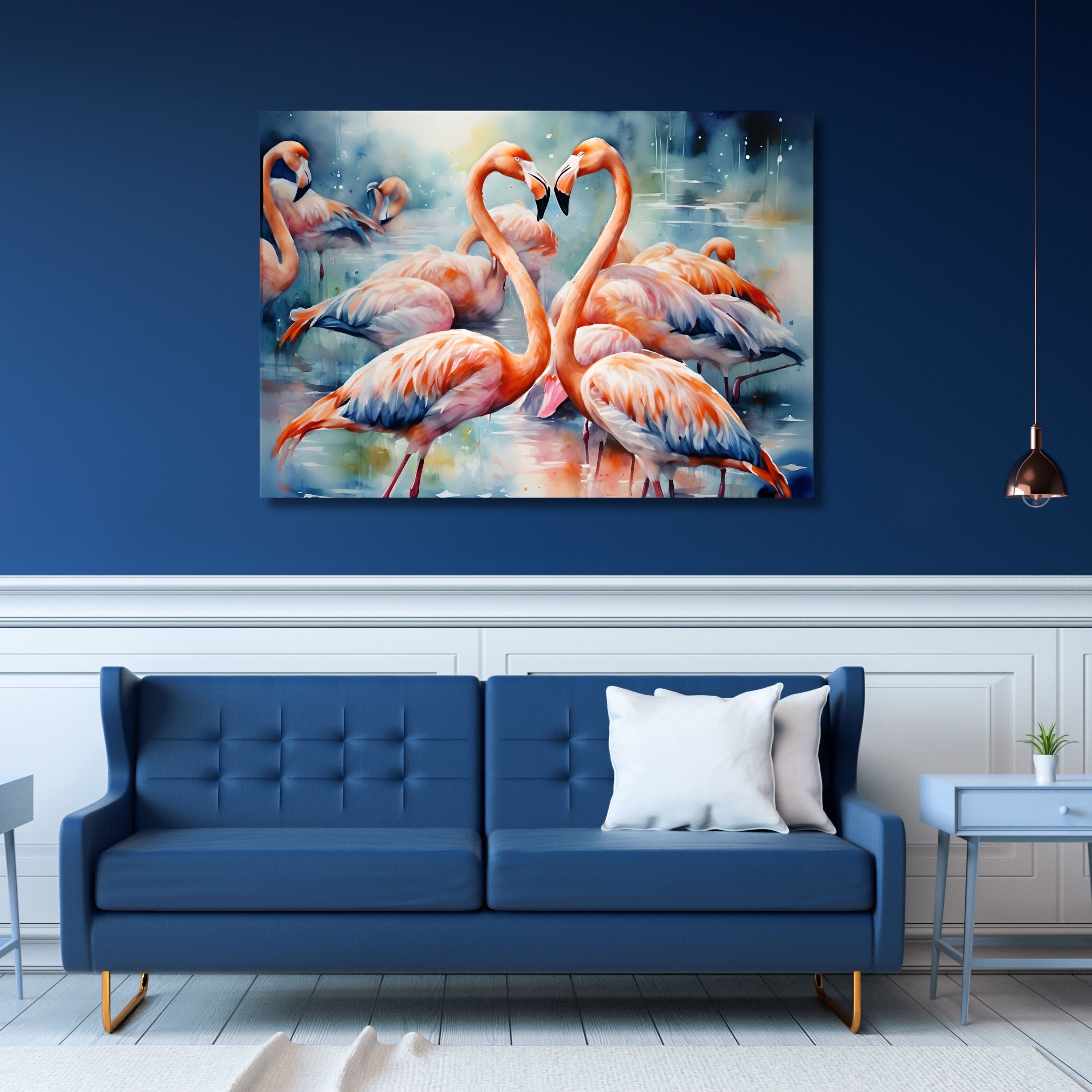 Flamingo Watercolor Painting Print Canvas Wall Art Flamingo Painting