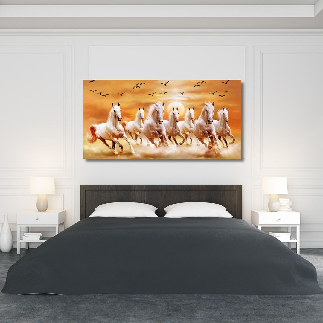 Seven White Horses Canvas Art: Extra Large Framed Horses Print - Etsy ...