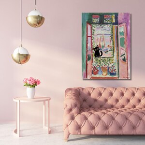 Matisse Open Window Cat Wall Art Matisse Cat Canvas Wall Art Cat mom gift Matisse art print Cat in painting Cat Famous Painting Funny Cat