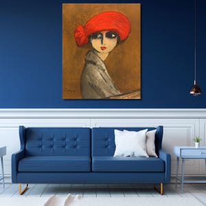 Kees van Dongen The Corn Poppy Canvas Wall Art Fauvism Art Poppy Giclee decor Reproduction The Corn Poppy Ready To Hang French Women Art