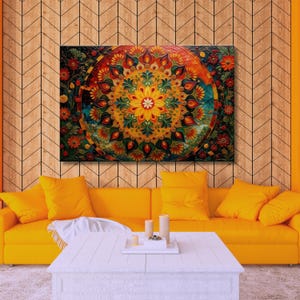 Flower of Life Canvas Wall Art,Flower of Life Print, Flower of Life Painting Tapestry Sacred Geometry Mandala Wall Art,Sacred Geometry