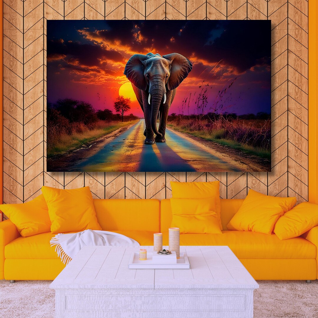 Elephant Canvas Wall Art: Gustav Style, Boho Decor - Etsy