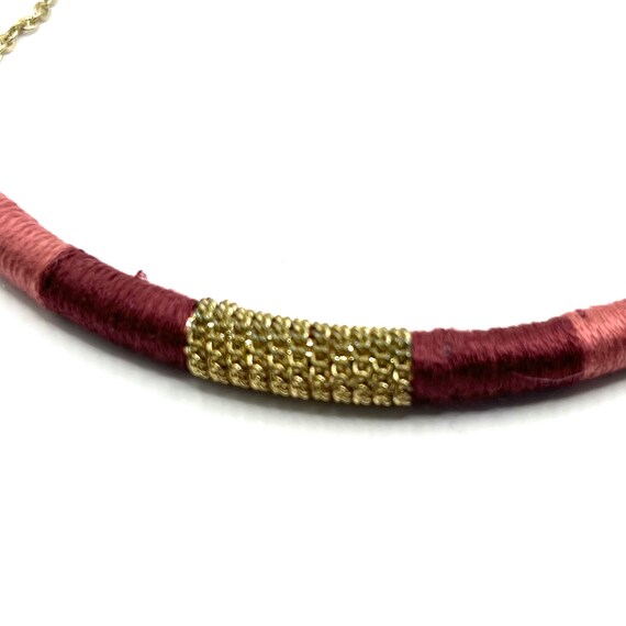 Loft 14” half moon necklace, 2 tone pink and gold… - image 3