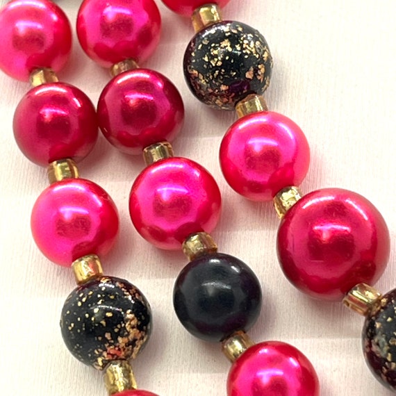 Vintage,3 strand, Berry Pink, Barbie Pink and Bla… - image 4