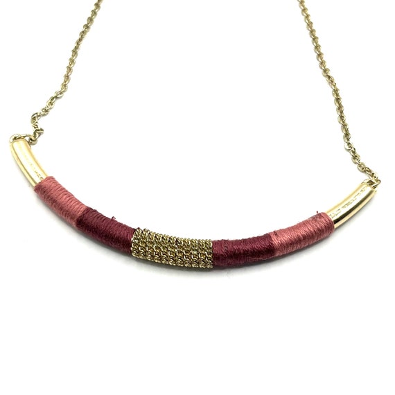 Loft 14” half moon necklace, 2 tone pink and gold… - image 1