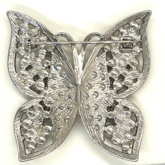 Vintage, Large, Butterfly Booch, Rhinestones in S… - image 5