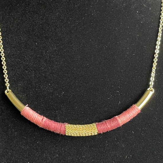 Loft 14” half moon necklace, 2 tone pink and gold… - image 5