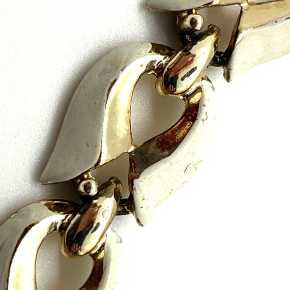 vintage coro signed gold tone and white enamel ch… - image 2