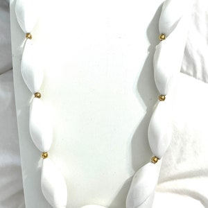 Vintage, 1970’s, Trifari Signed, White Bead, gold tone spacers, Necklace