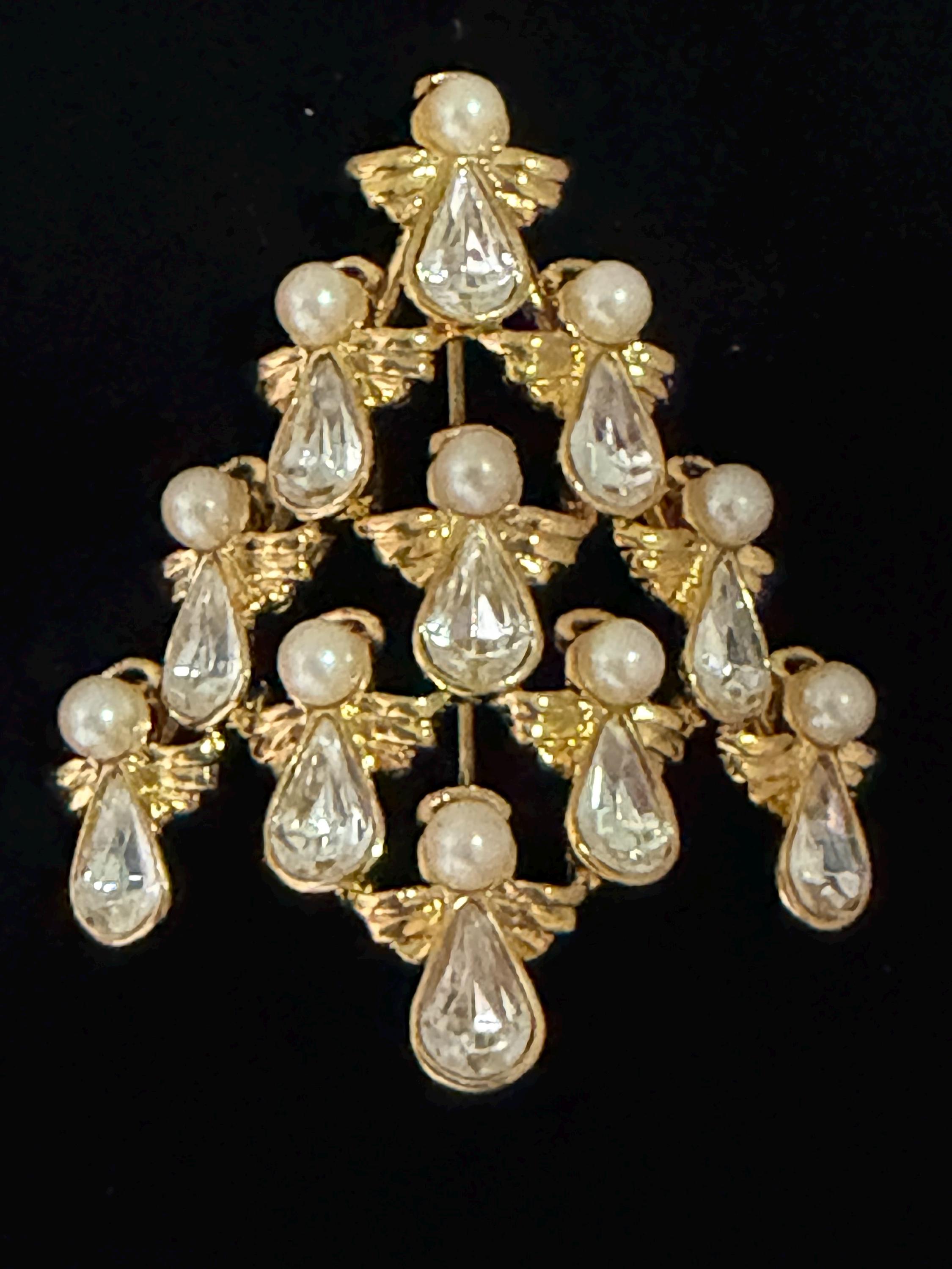 Broche Nœud Signée Nina Ricci - Alliage Doré Et Strass Multicolore - Occasion Comme Neuve