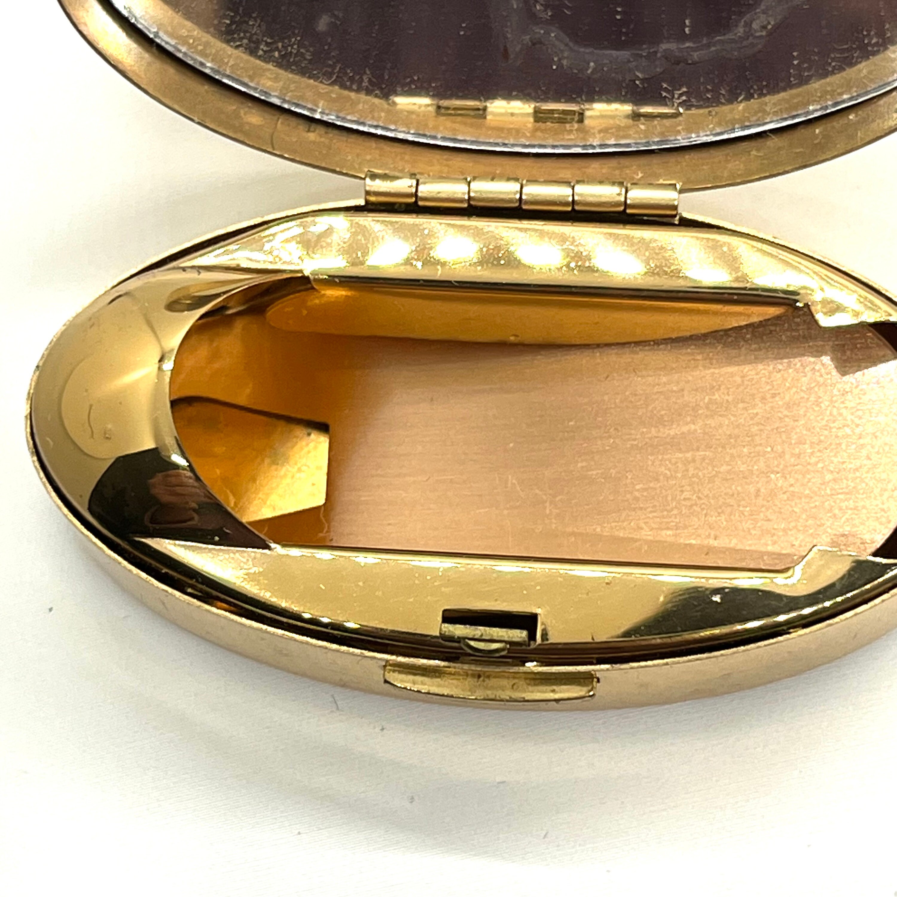 Vintage Max Factor Gold Tone Lipstick Holder Compact With Mirror