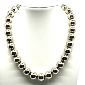 Vintage Monet Signed Silver Tone Bead On a Chain Choker Necklace Wedding Necklace