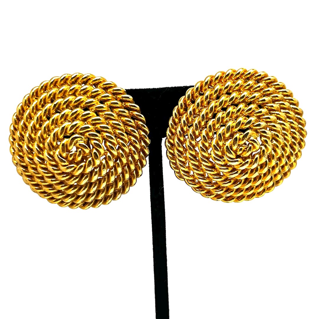 Vintage Large Twisted Rope Button Domed 1980’s Statement Etruscan Style ...