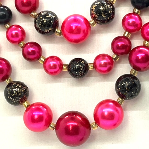 Vintage,3 strand, Berry Pink, Barbie Pink and Bla… - image 6