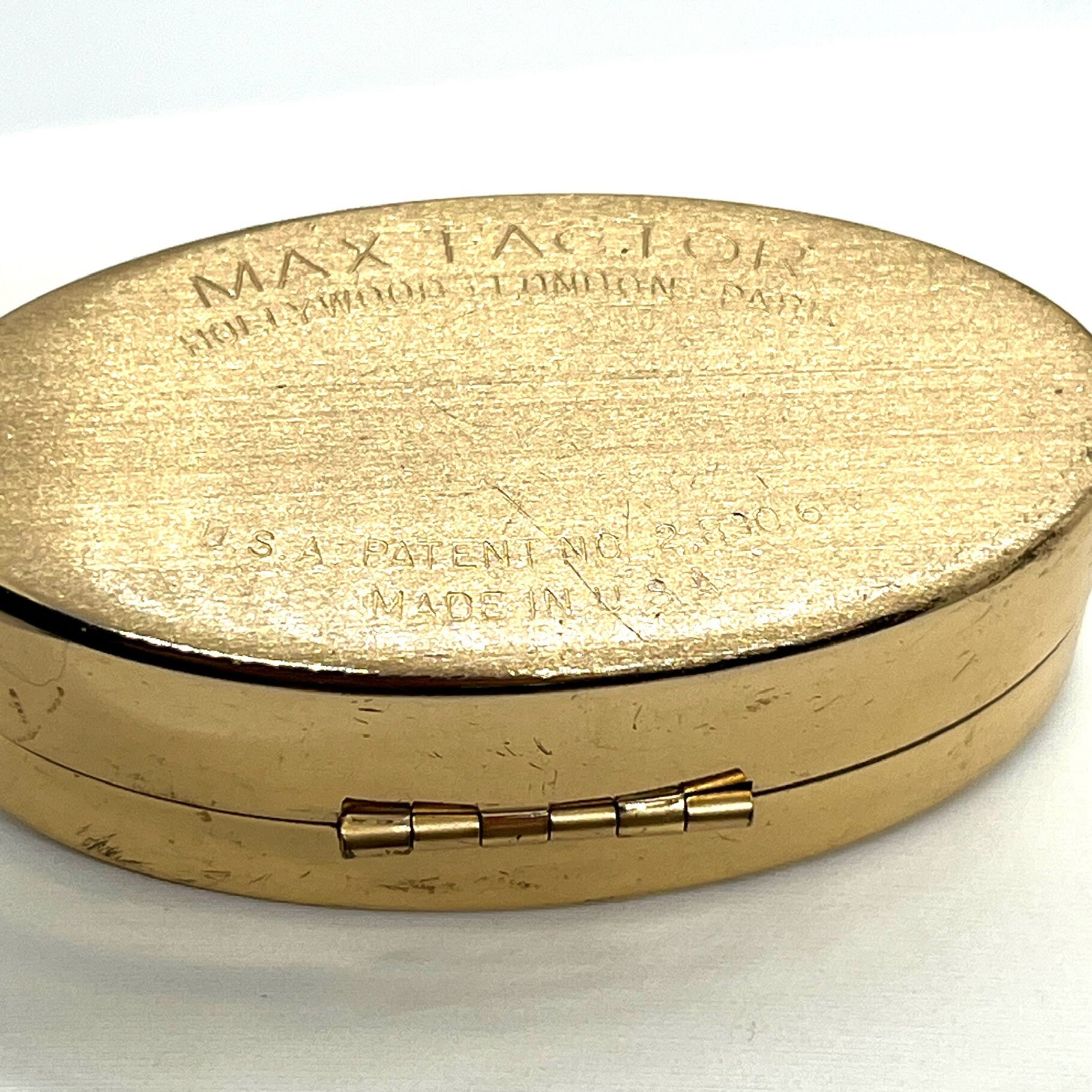 Vintage Max Factor Gold Tone Lipstick Holder Compact With Mirror