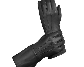 Guantes largos de cuero para hombre.