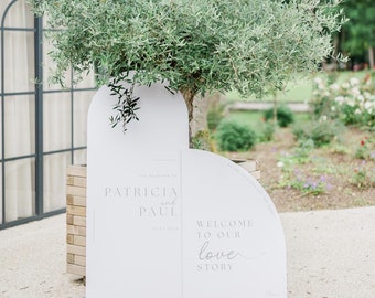 Wedding welcome sign, Double wedding ceremony arch, Wedding decorations, Wedding signage
