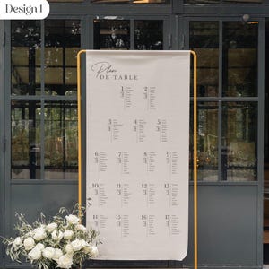 Plan de table mariage en tissu, Plan de table en lin personnalisé, Grands formats 65x125 ou 90x180, Décoration mariage élégant