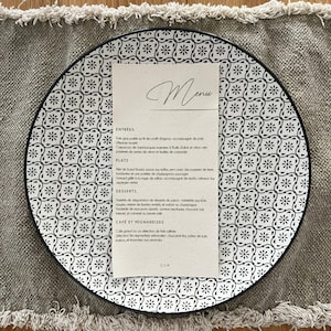 Menu de mariage en tissu, Menu  mariage minimaliste, Menu mariage lin, Menu de table de mariage, Décoration mariage