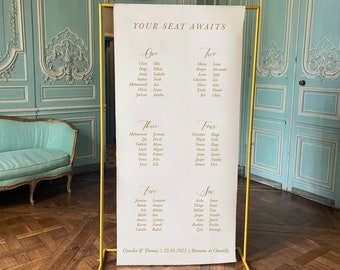 Fabric wedding table plan, Table plan sign, Linen table plan, Large format table plan