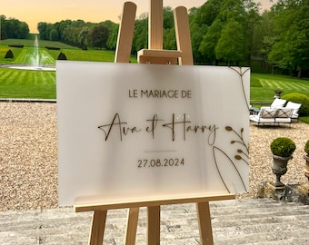 Plexiglass wedding sign, gold wedding welcome sign