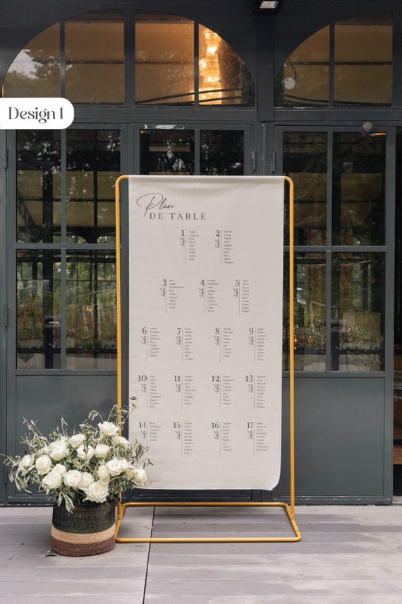 Plan de table mariage en tissu, Plan de table en lin personnalisé, Grands formats 65x125 ou 90x180, Décoration mariage élégant