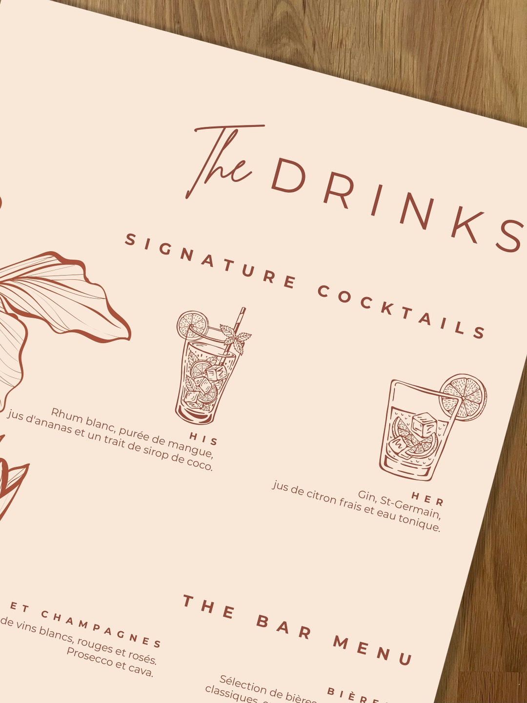 Example Personalised Cocktail Menu Personalized Wedding Drink Menu - Etsy