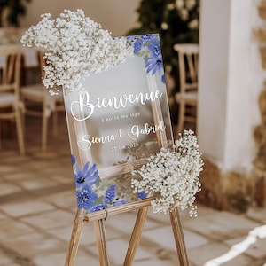 Letrero de bienvenida de boda de plexiglás, póster de boda, letrero de boda personalizado