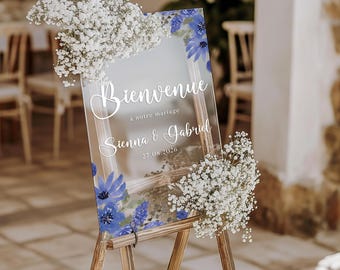 Letrero de bienvenida de boda de plexiglás, póster de boda, letrero de boda personalizado