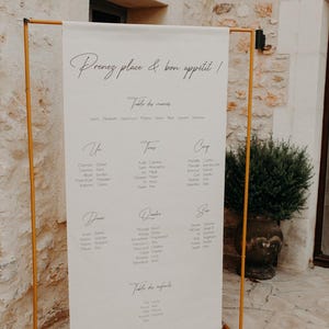 Fabric wedding seating chart, Personalized linen seating chart, Large sizes 65x125 or 90x180, Elegant wedding decoration image 6