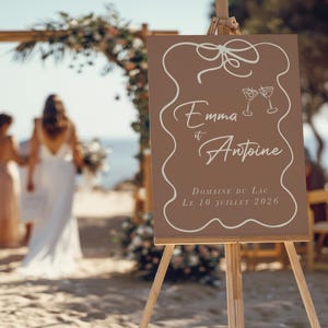 Hochzeits-Willkommensschild, Hochzeitsschild, Handzeichnung, Forex-Hochzeitsschild, individuelles Illustrationsschild