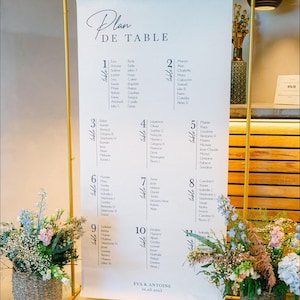 Fabric wedding seating chart, Personalized linen seating chart, Large sizes 65x125 or 90x180, Elegant wedding decoration image 2