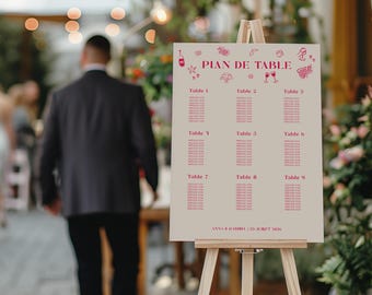 Wedding seating plan, table plan plaque, hand drawing, forex wedding plaque, guest place sign