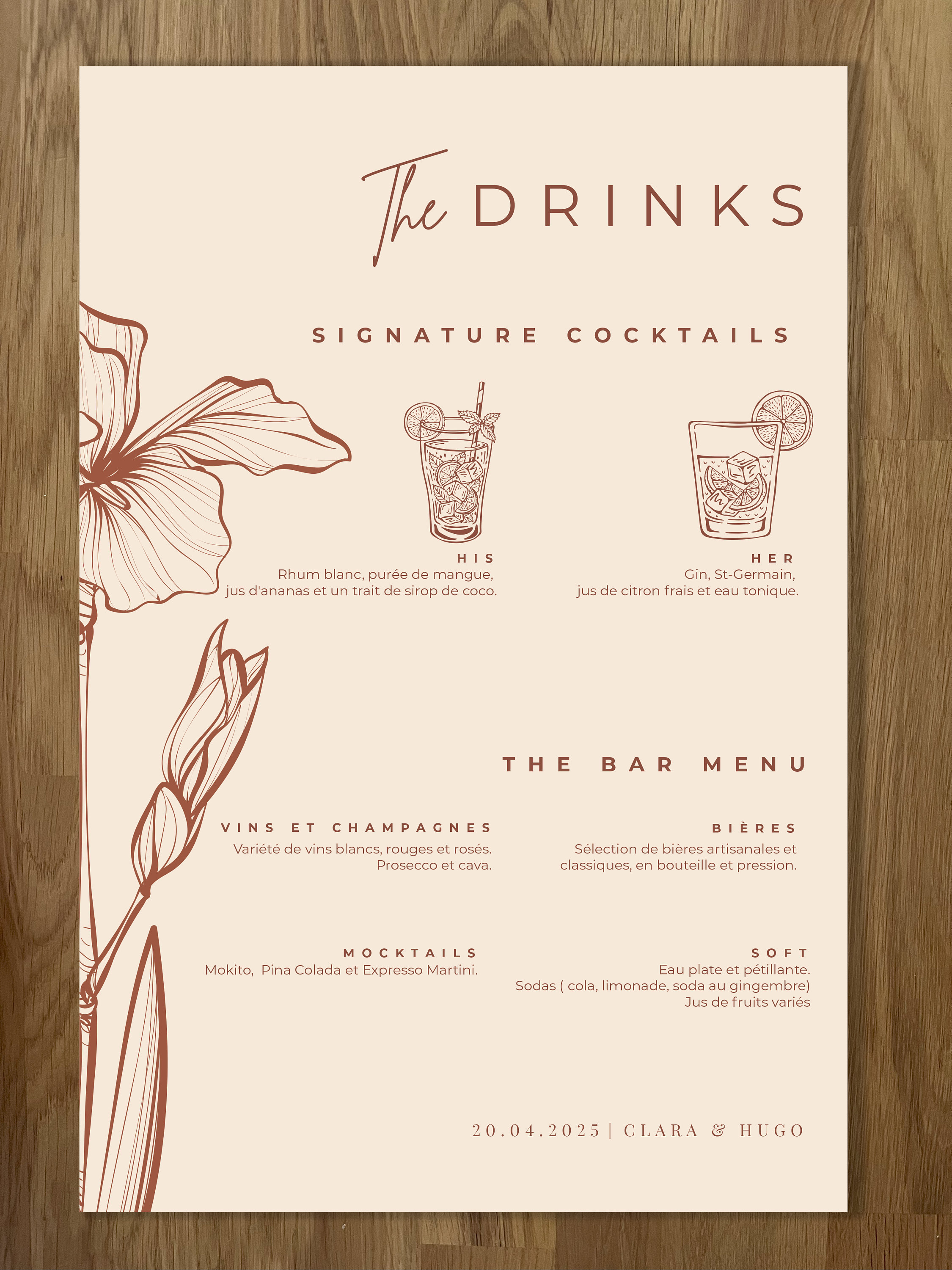 Example Personalised Cocktail Menu Personalized Wedding Drink Menu - Etsy