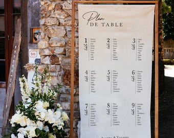 Personalized linen table plan, minimalist fabric poster, 7 designs to choose from