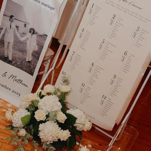Fabric wedding seating chart, Personalized linen seating chart, Large sizes 65x125 or 90x180, Elegant wedding decoration image 3