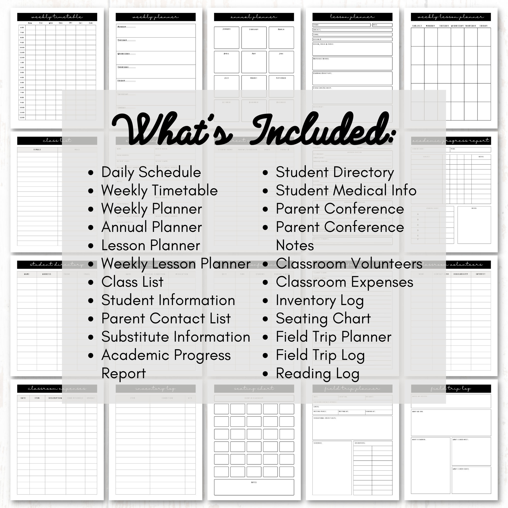 Student Roll Template.pdf Printable Teachers Planner, PDF Teachers Planner, Instant Download ...