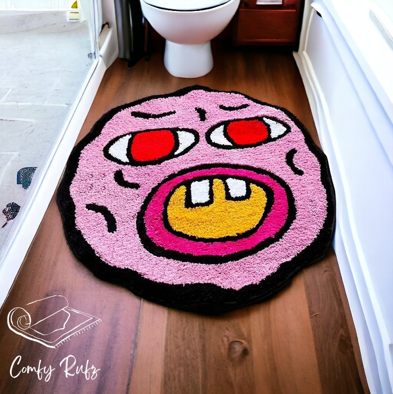 Funny Face Bathroom Rug, Tyler the Creator, Pink Handmade Tufted Carpet ...
