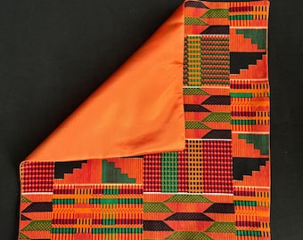 Pañuelo de bolsillo de 30 cm de tela kente con satén charmeuse